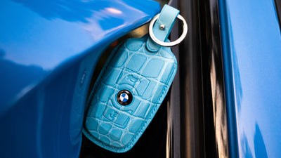 Bespoke Key Fob Cover in Baby Blue Crocodile