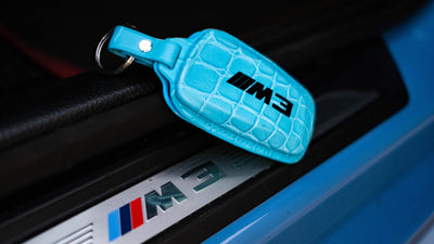 Bespoke Key Fob Cover in Baby Blue Crocodile