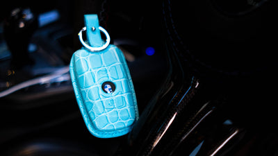 Bespoke Key Fob Cover in Baby Blue Crocodile