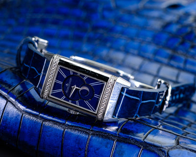 Bespoke Watch Strap In Electric Blue Crocodile