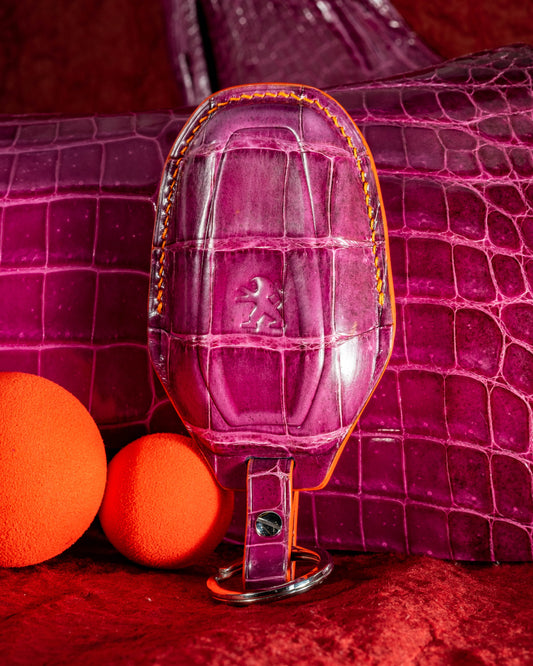 Bespoke Key Fob Cover in Purple Himalayan Crocodile