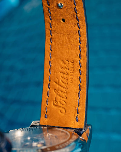 Bespoke Watch Strap in Peacock Blue Crocodile