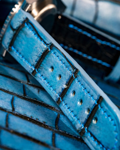 Bespoke Watch Strap in Ceramic Blue Alligator