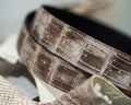 Bespoke Reversible Belt in Natural Himalayan Crocodile & Black Epsom