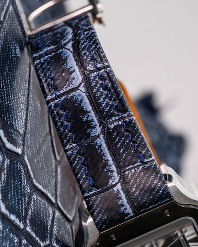 Bespoke Watch Strap in Denim Crocodile