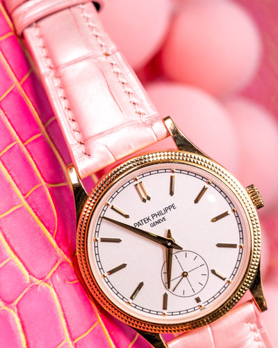 Bespoke Watch Strap in Baby Pink Crocodile