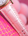 Bespoke Watch Strap in Baby Pink Crocodile