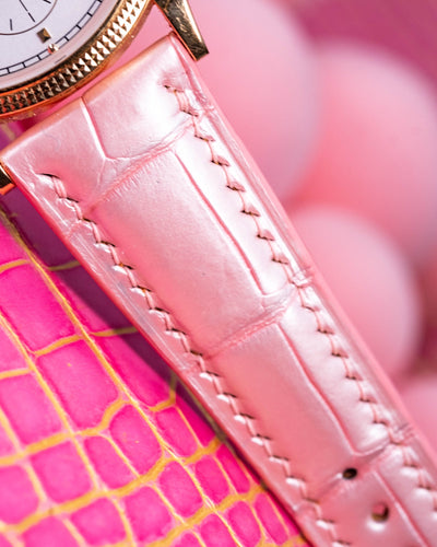 Bespoke Watch Strap in Baby Pink Crocodile