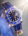 Bespoke Watch Strap in Tie Dye Blue Crocodile