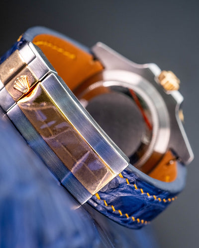 Bespoke Watch Strap in Tie Dye Blue Crocodile