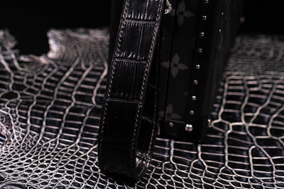 Bespoke Clutch Box Bag Strap in Black Crocodile