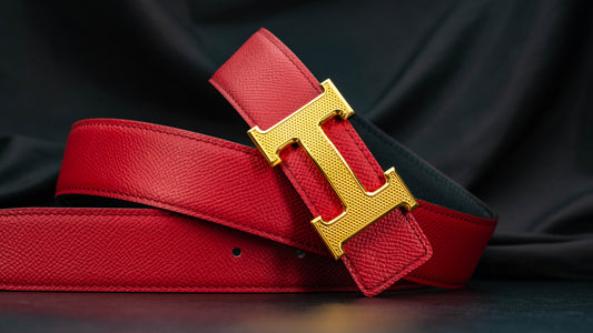 Bespoke Reversible Belt in Maroon Red & Black Epsom