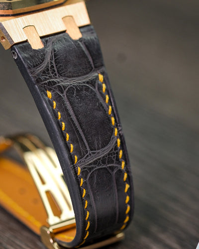 Bespoke Watch Strap in Charcoal Grey Alligator