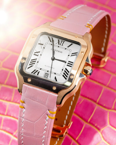Bespoke Watch Strap in Baby Pink Crocodile