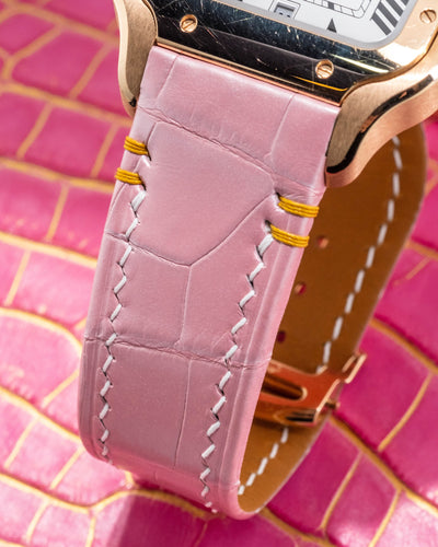 Bespoke Watch Strap in Baby Pink Crocodile