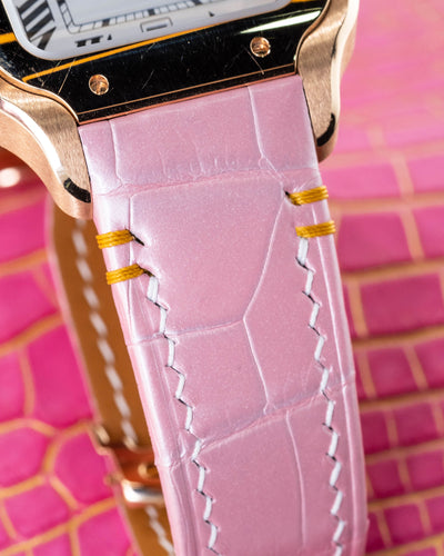 Bespoke Watch Strap in Baby Pink Crocodile