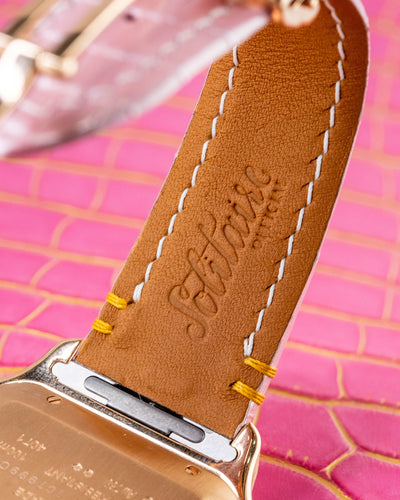 Bespoke Watch Strap in Baby Pink Crocodile