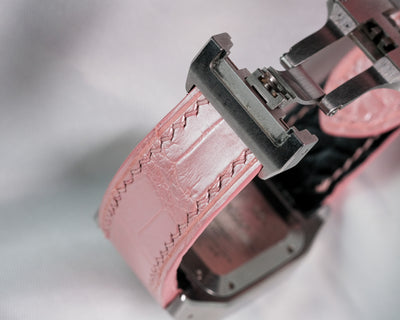 Bespoke Watch Strap in Baby Pink Crocodile