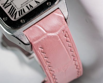 Bespoke Watch Strap in Baby Pink Crocodile