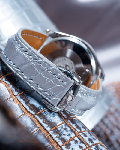 Bespoke Watch Strap in Metallic Silver Alligator