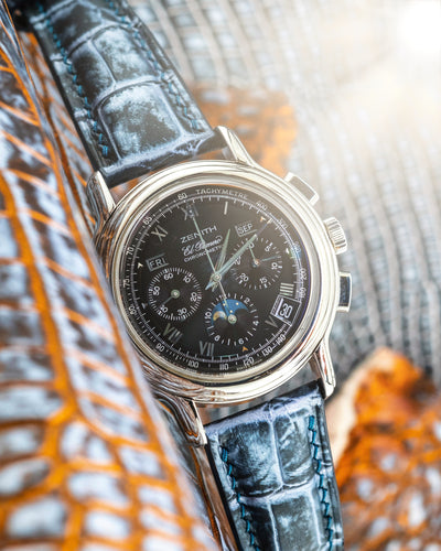 Bespoke Watch Strap in Black Silver Alligator