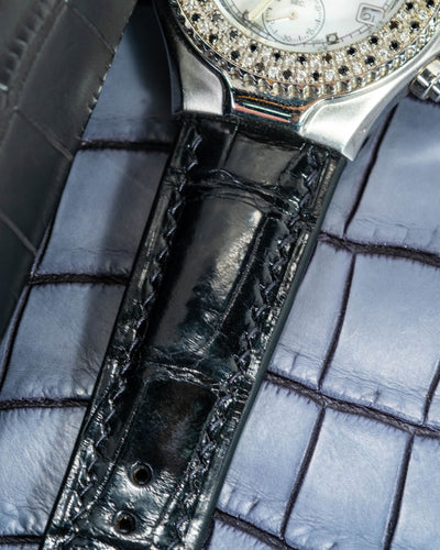 Bespoke Watch Strap in Jet Black Crocodile