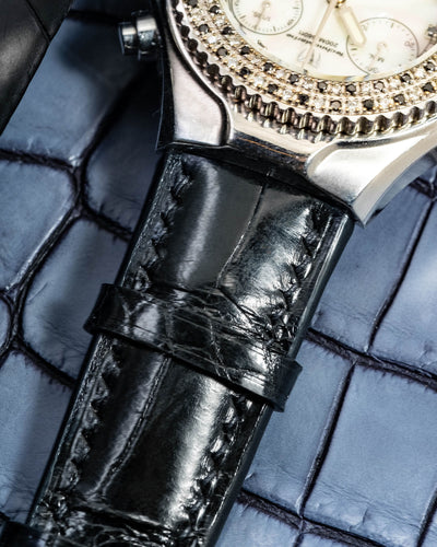 Bespoke Watch Strap in Jet Black Crocodile