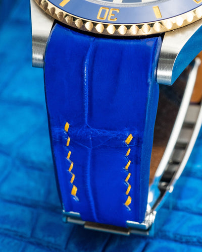 Bespoke Watch Strap in Electric Blue Crocodile