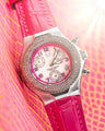 Bespoke Watch Strap in Fuchsia Pink Crocodile