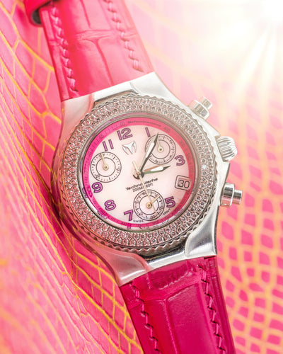 Bespoke Watch Strap in Fuchsia Pink Crocodile