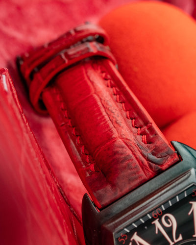 Bespoke Watch Strap in Red Himalayan Crocodile