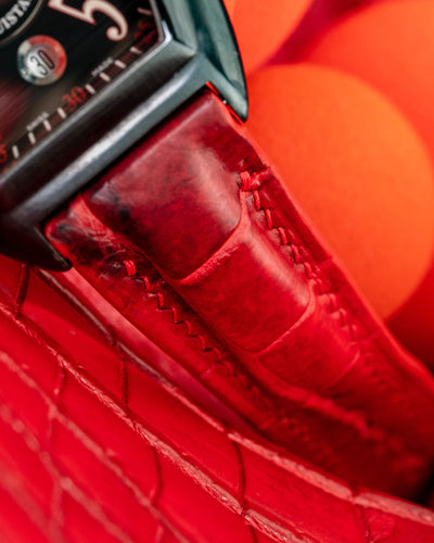 Bespoke Watch Strap in Red Himalayan Crocodile