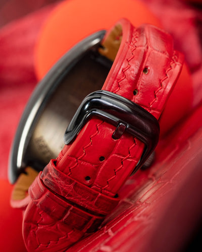 Bespoke Watch Strap in Red Himalayan Crocodile
