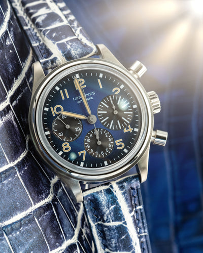 Bespoke Watch Strap in Tainted Blue Snowflake Crocodile