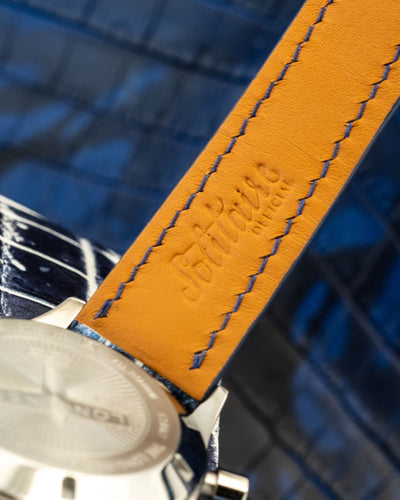 Bespoke Watch Strap in Tainted Blue Snowflake Crocodile
