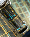 Bespoke Watch Strap in Gold Turquoise Crocodile