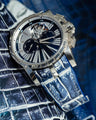 Bespoke Watch Strap in Tainted Blue Snowflake Crocodile