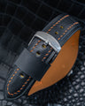 Bespoke Bund Strap in Black Chevre