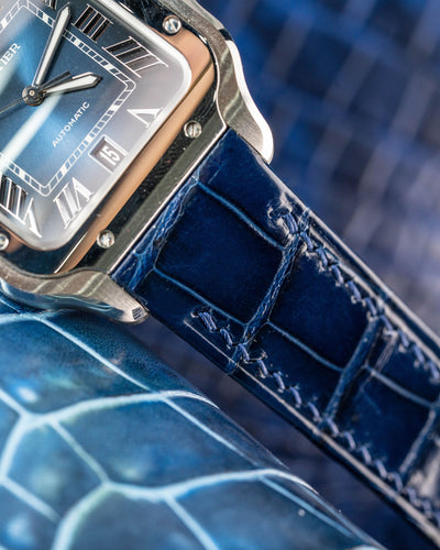 Bespoke Watch Strap in Navy Blue Crocodile