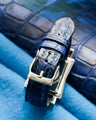 Bespoke Watch Strap in Tie Dye Blue Crocodile