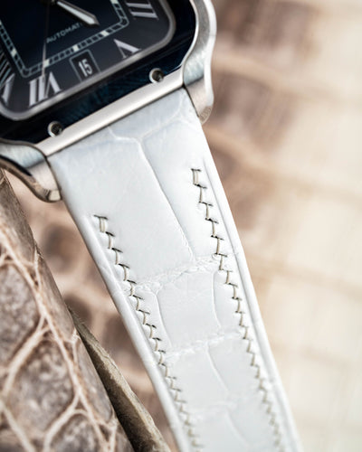 Bespoke Watch Strap in Snowy White Crocodile