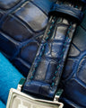 Bespoke Watch Strap in Tie Dye Blue Crocodile