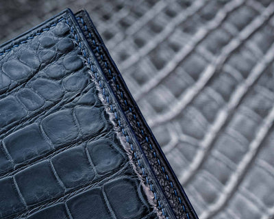 Bespoke Bifold Wallet in Peacock Blue Crocodile