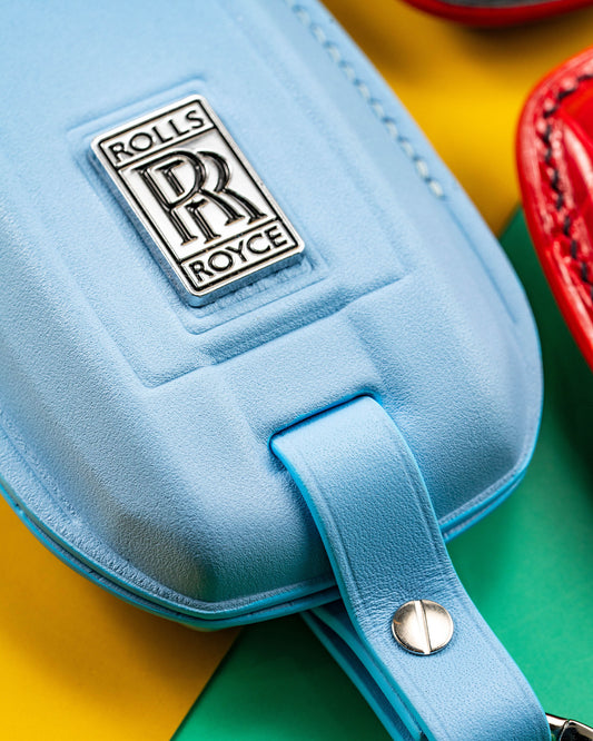 Bespoke Key Fob Cover in Baby Blue Nappa