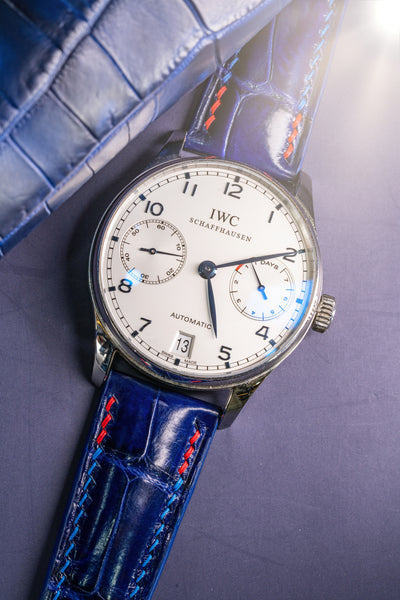 Bespoke Watch Strap in Electric Blue Crocodile