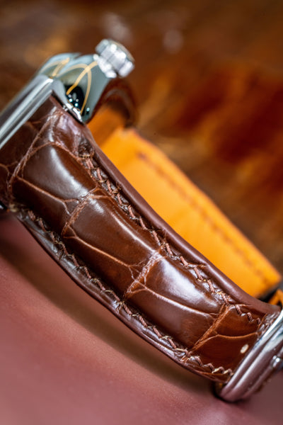 Bespoke Watch Strap in Chocolate Brown Crocodile