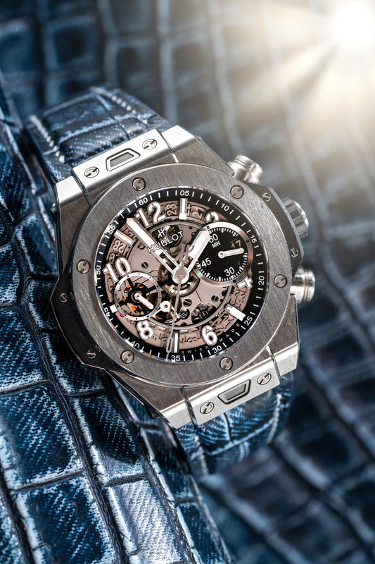 Bespoke Watch Strap in Denim Crocodile