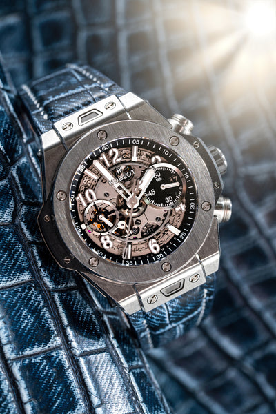 Bespoke Watch Strap in Denim Crocodile