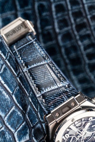 Bespoke Watch Strap in Denim Crocodile