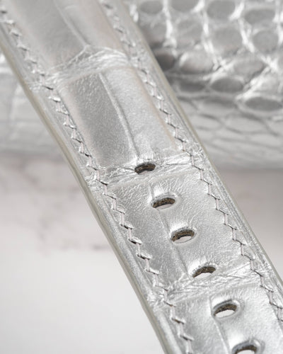 Bespoke Watch Strap in Metallic Silver Alligator